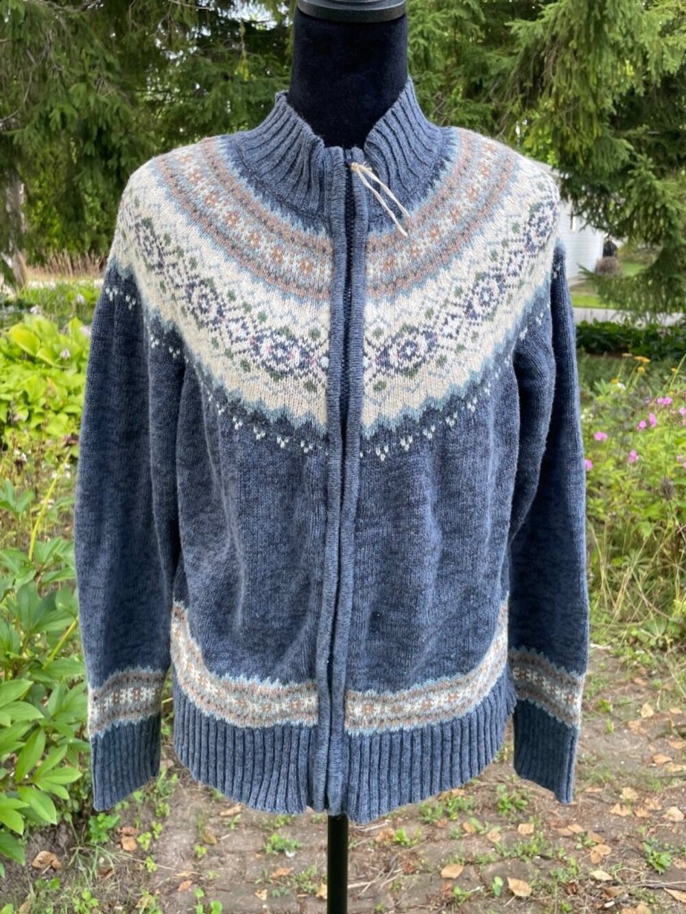 Vintage Y2K Heirloom Collectibles Cardigan Zip Up Fair Isle Fall Cozy L Relaxed